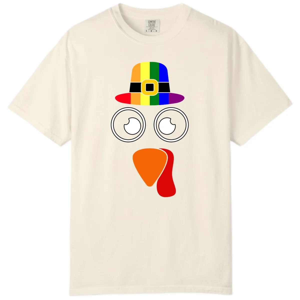 Rainbow Turkey Pilgrim Hat Face Comfort Color in Ivory