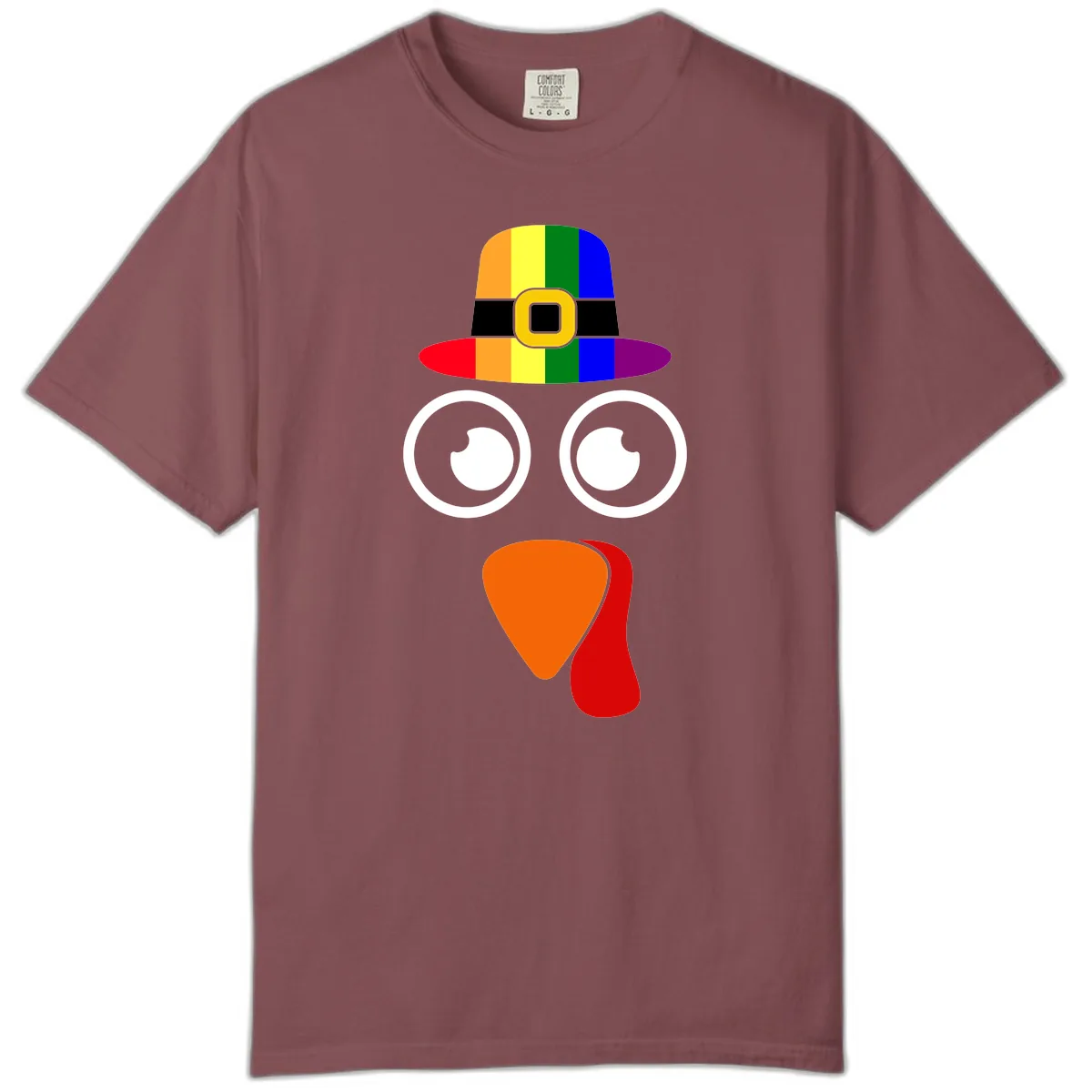 Rainbow Turkey Pilgrim Hat Face Comfort Color in Brick
