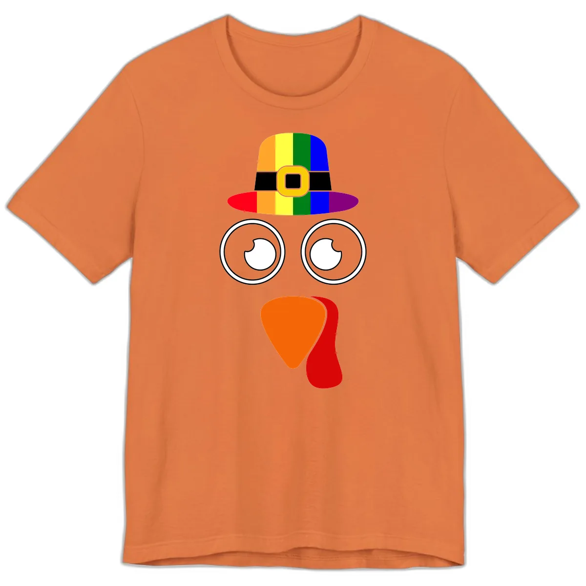 Rainbow Turkey Pilgrim Hat Face Premium T-Shirt in Burnt Orange