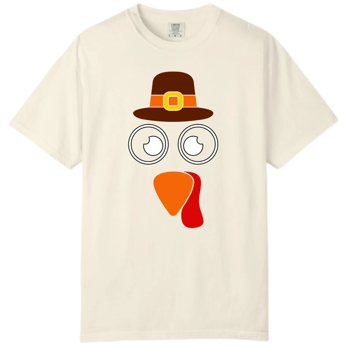 Cute Pilgrim Turkey Face Comfort Color in Ivory