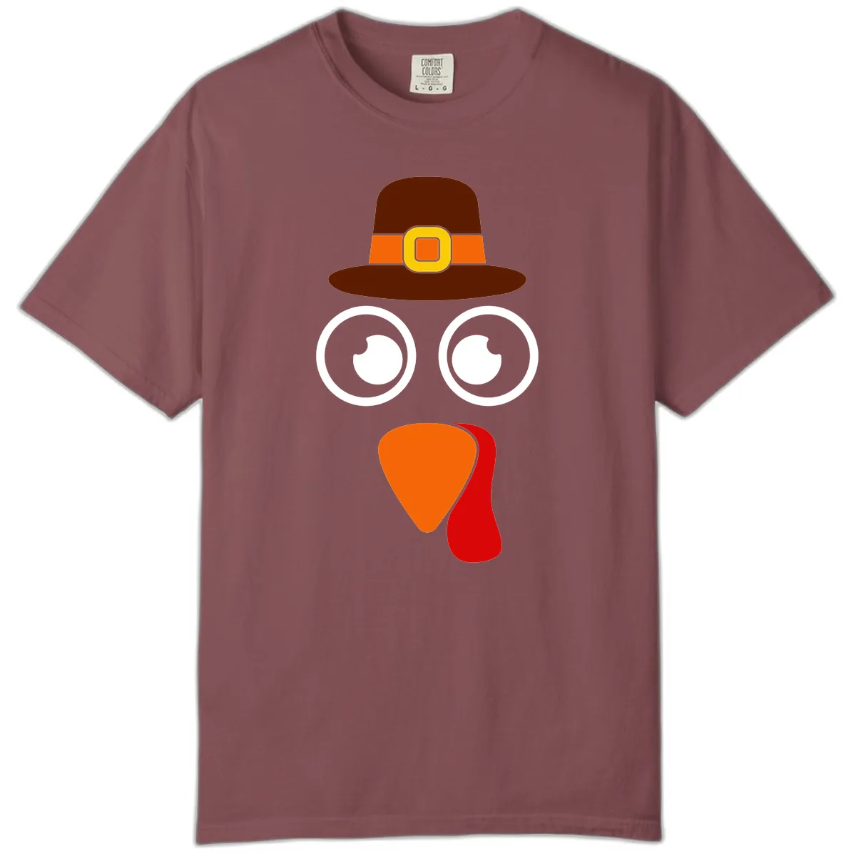 Cute Pilgrim Turkey Face Comfort Color in Brick