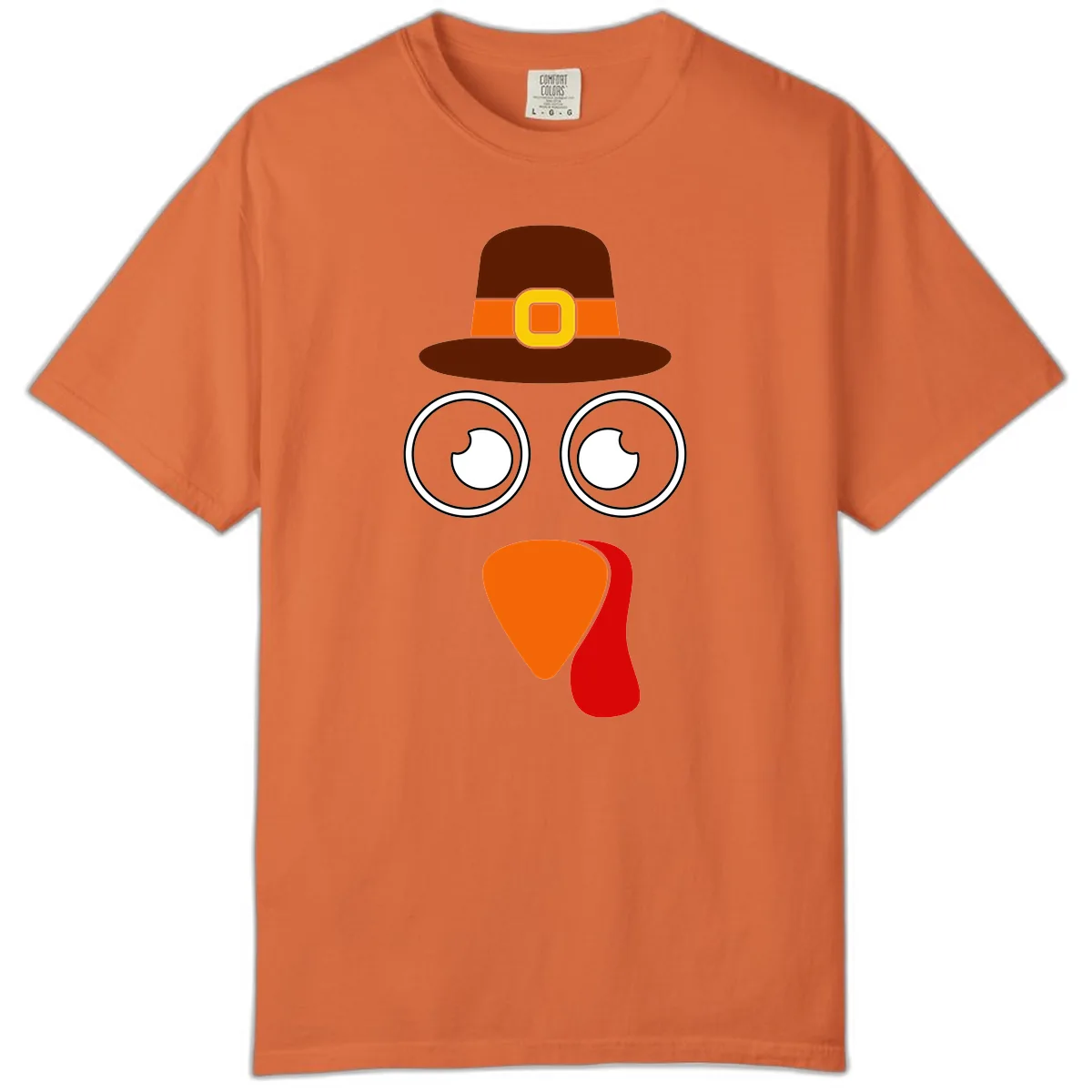 Cute Pilgrim Turkey Face Comfort Color in Burnt Orange