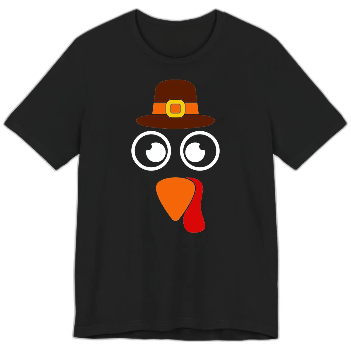 Cute Pilgrim Turkey Face Premium T-Shirt in Black