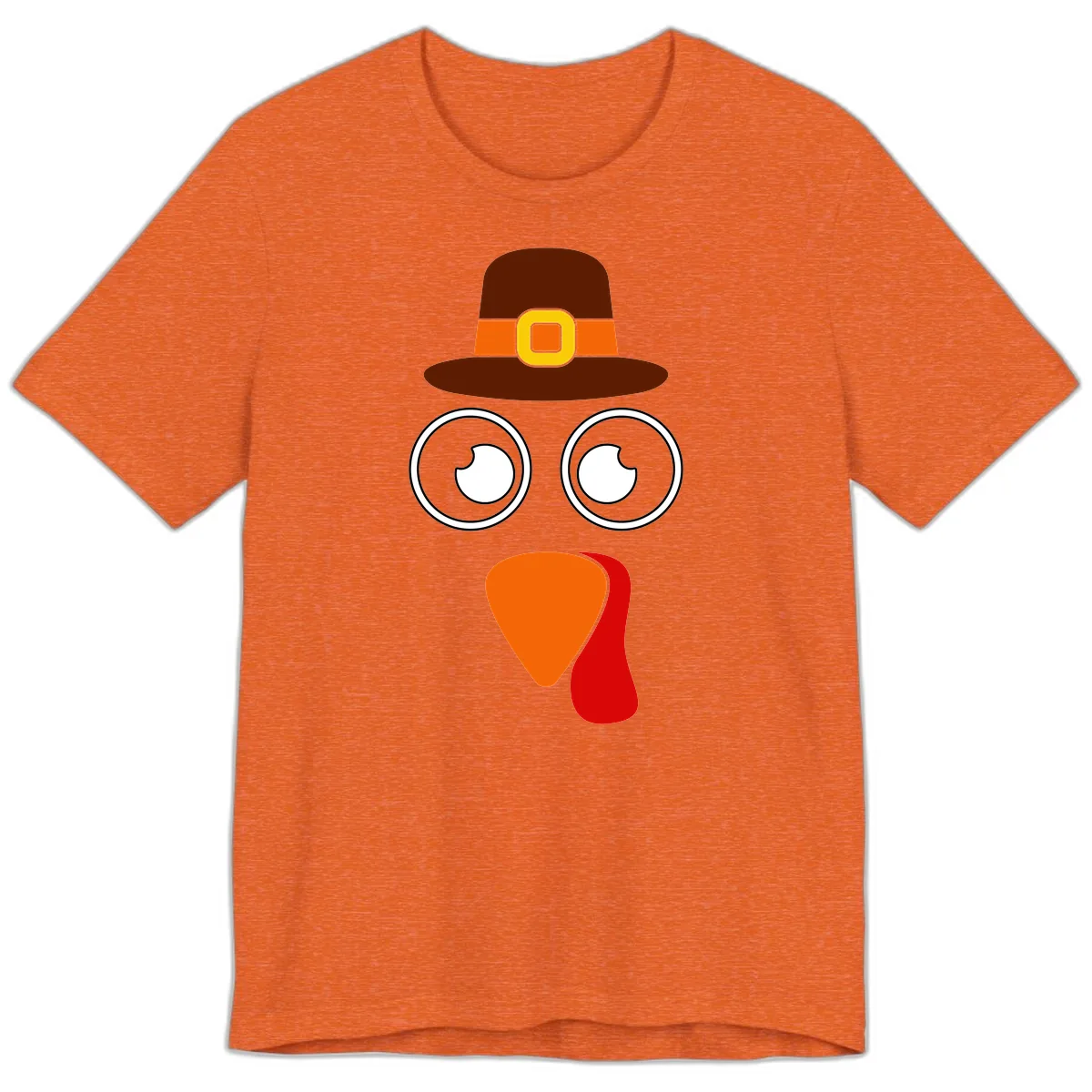 Cute Pilgrim Turkey Face Premium T-Shirt in Heather Orange