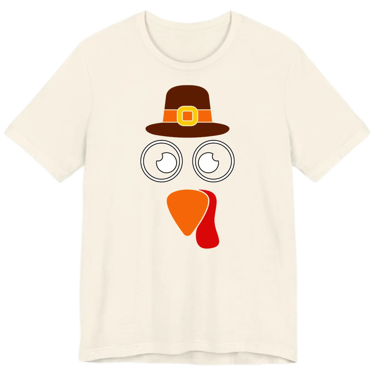 Cute Pilgrim Turkey Face Premium T-Shirt in Natural