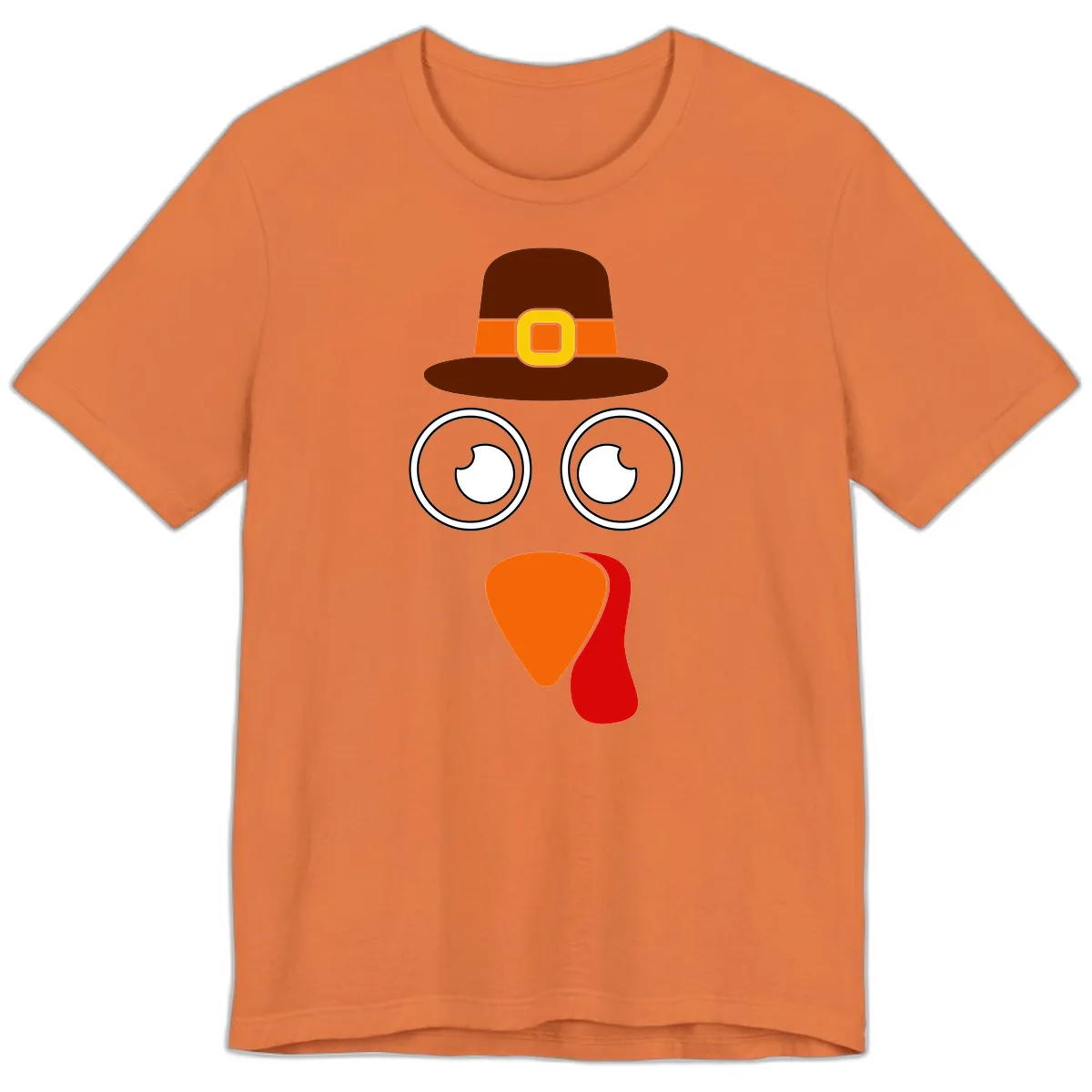 Cute Pilgrim Turkey Face Premium T-Shirt in Burnt Orange