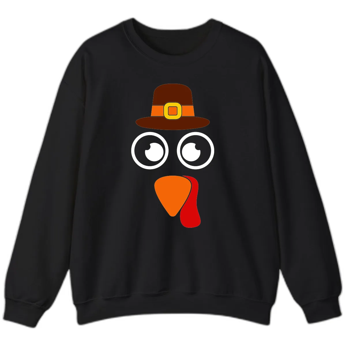 Cute Pilgrim Turkey Face Sweatshirt in Black
