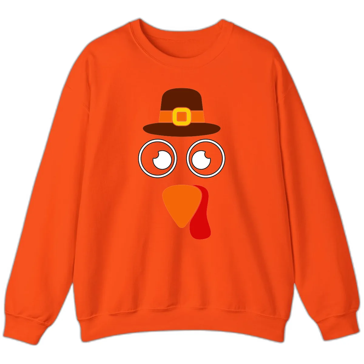 Cute Pilgrim Turkey Face Sweatshirt in Orange