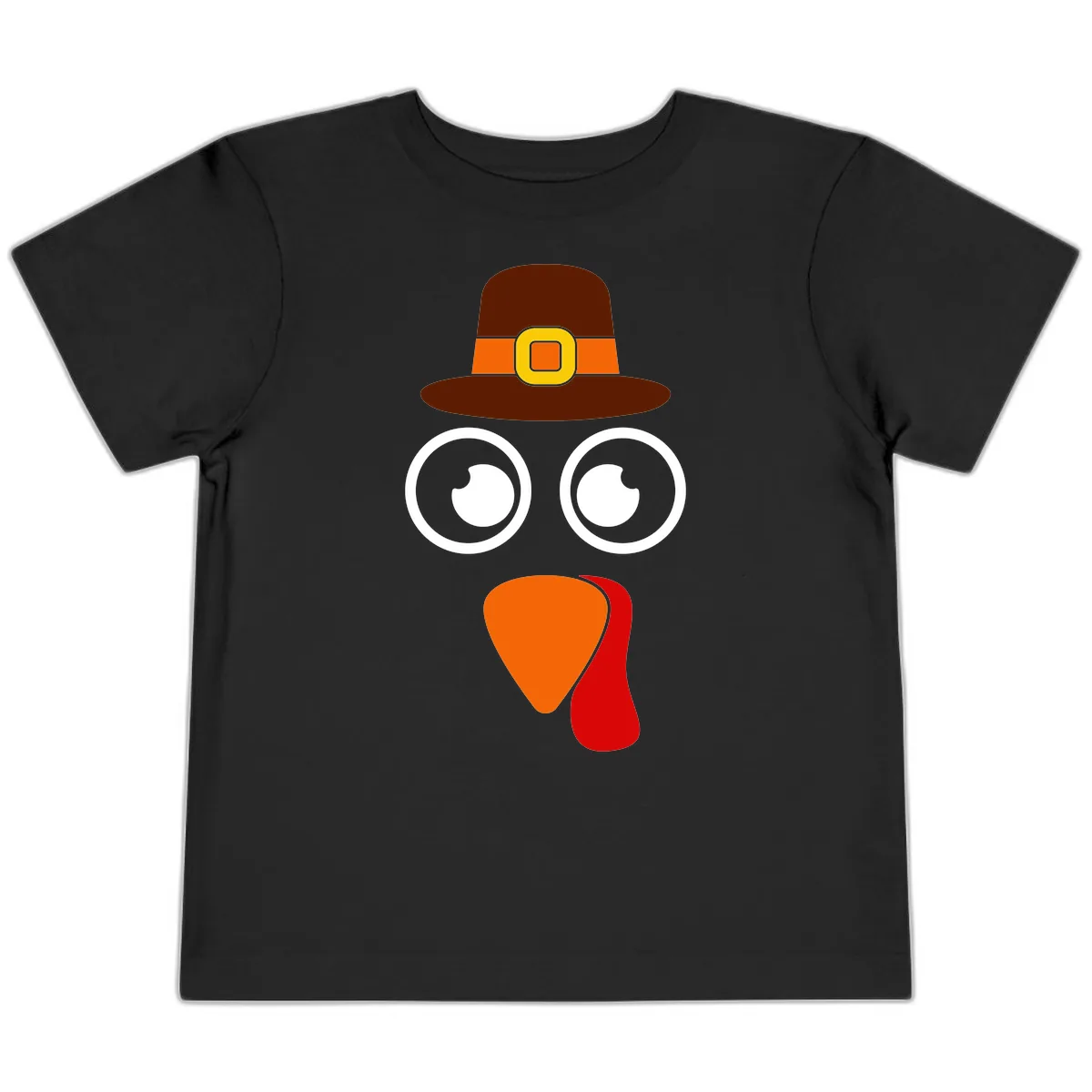 Cute Pilgrim Turkey Face Toddler T-Shirt in Black