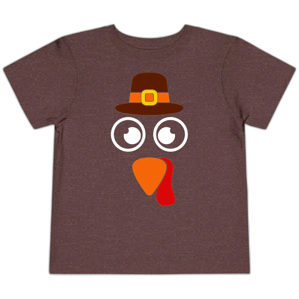 Cute Pilgrim Turkey Face Toddler T-Shirt in Heather Maroon