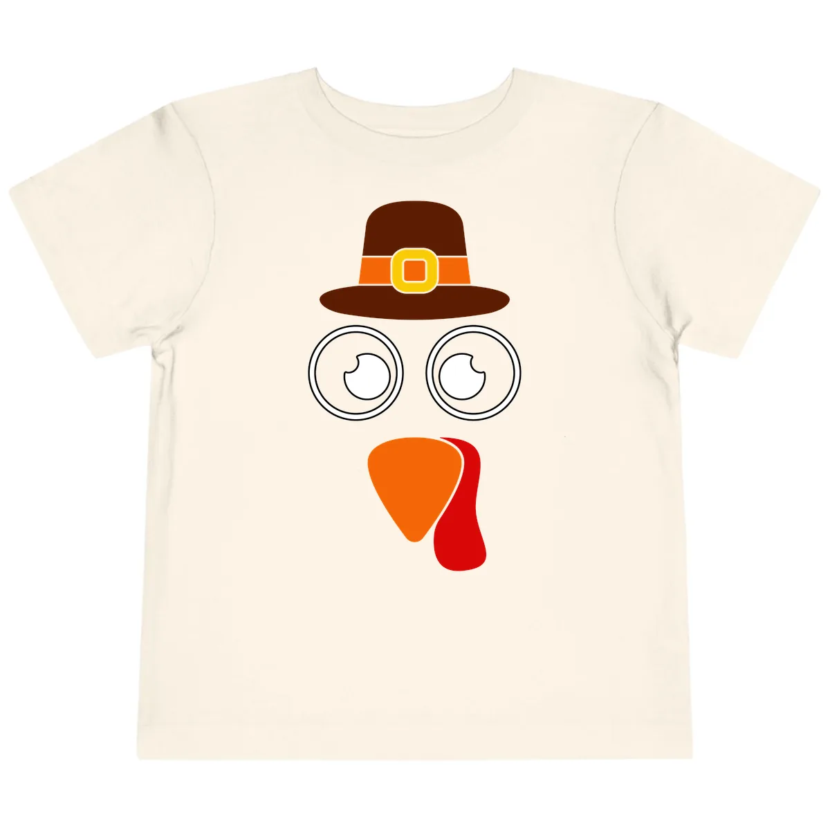 Cute Pilgrim Turkey Face Toddler T-Shirt in Natural