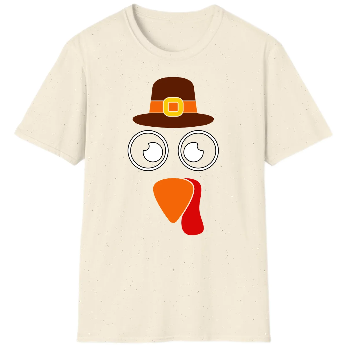 Cute Pilgrim Turkey Face T-Shirt in Natural
