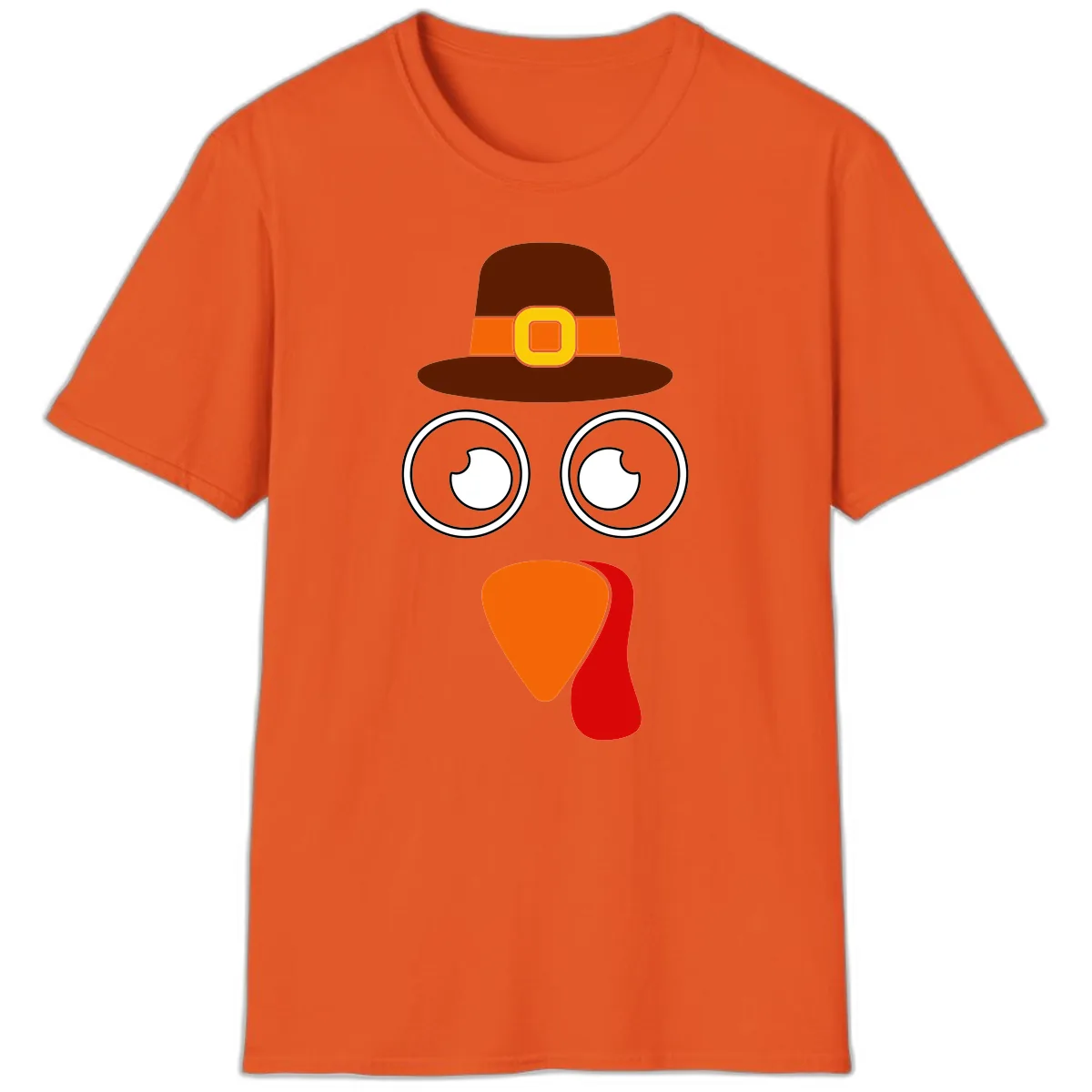 Cute Pilgrim Turkey Face T-Shirt in Orange