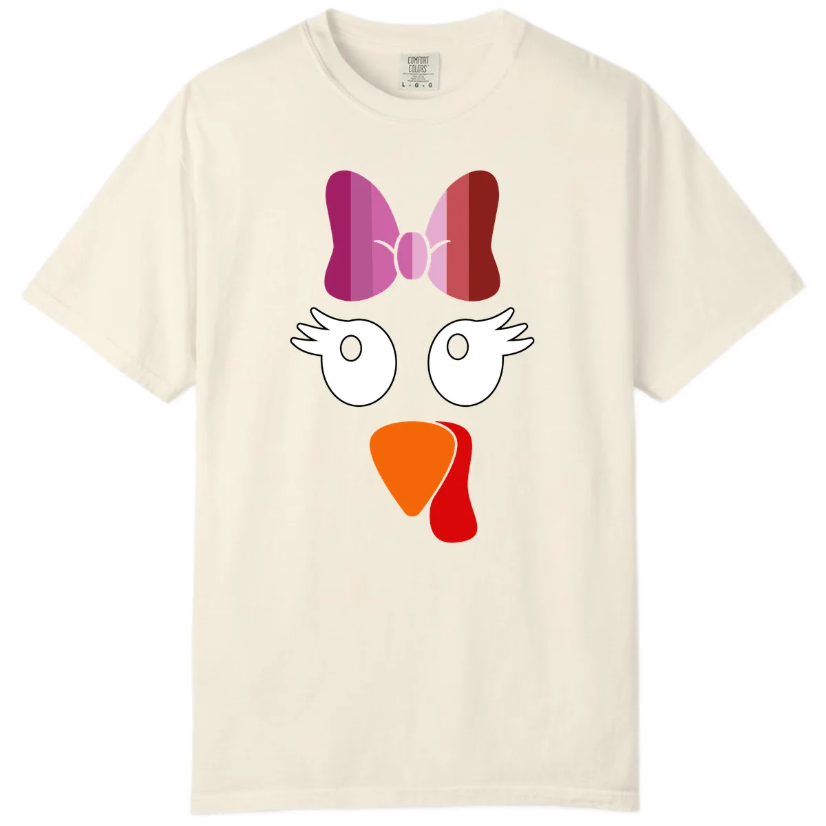Cute Turkey Bow Face Design Comfort Color in Ivory