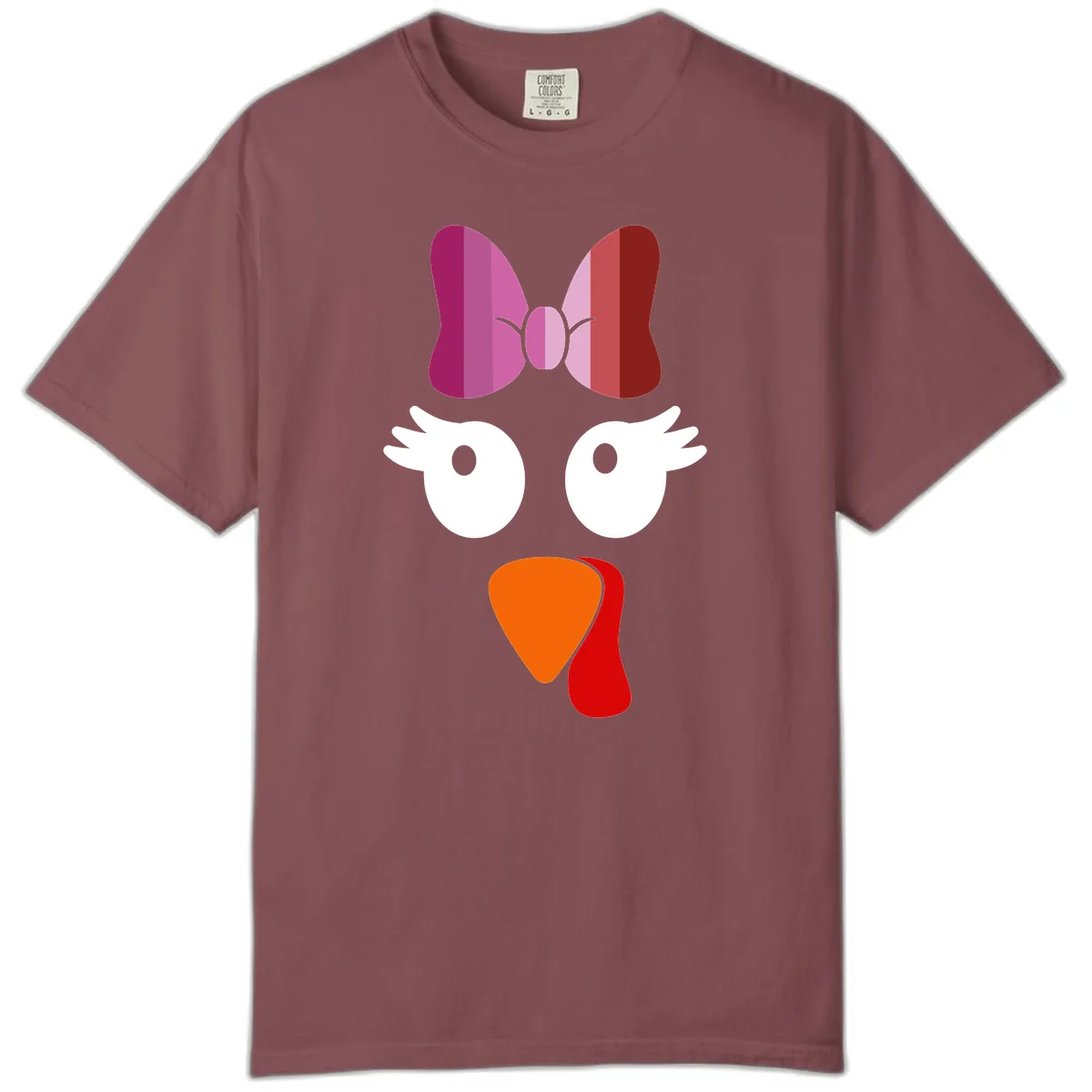 Cute Turkey Bow Face Design Comfort Color in Brick
