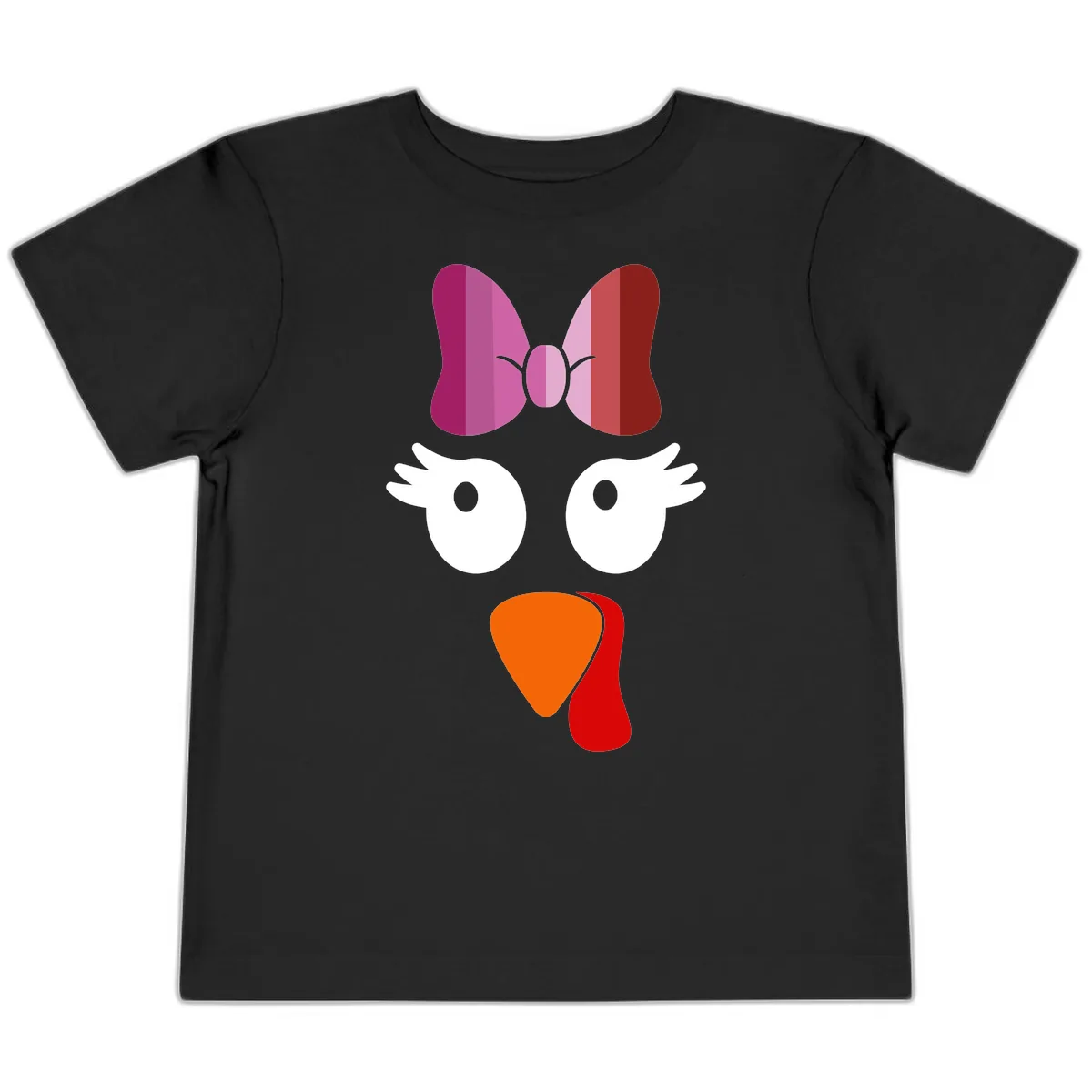 Cute Turkey Bow Face Design Toddler T-Shirt in Black