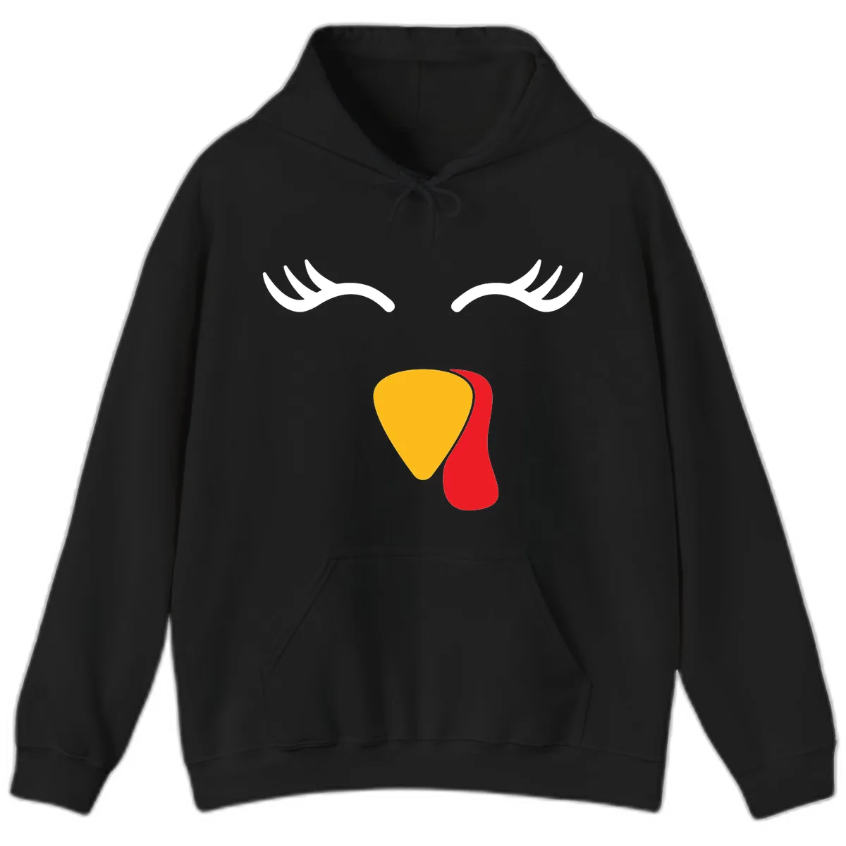 Funny Turkey Face Thanksgiving Hoodie in Black