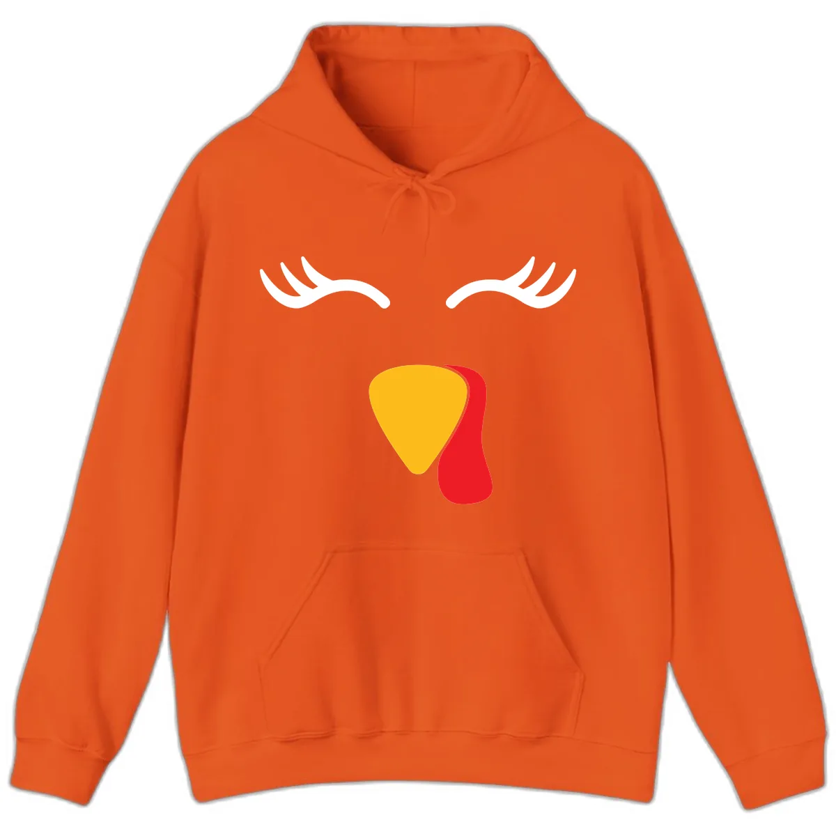 Funny Turkey Face Thanksgiving Hoodie in Orange