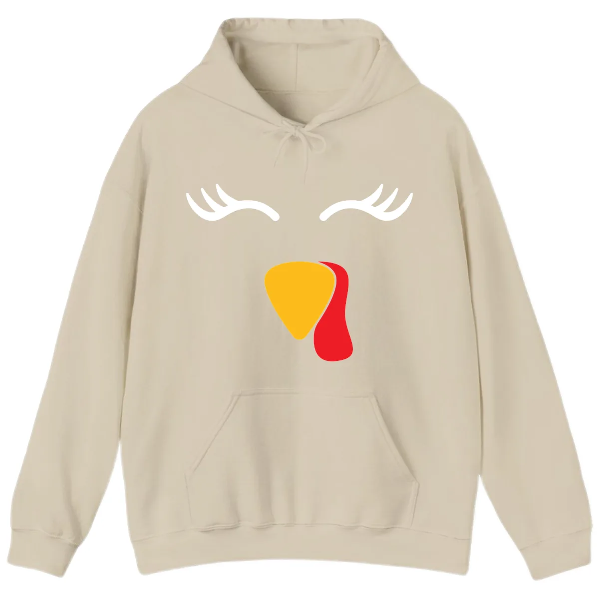 Funny Turkey Face Thanksgiving Hoodie in Sand