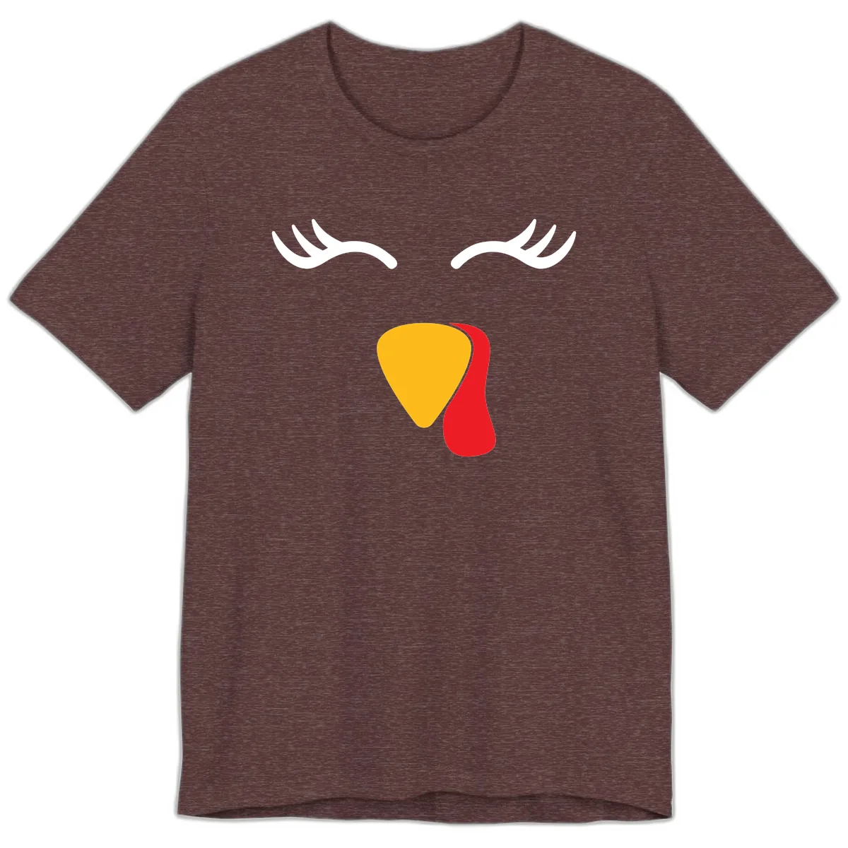 Funny Turkey Face Thanksgiving Premium T-Shirt in Heather Maroon