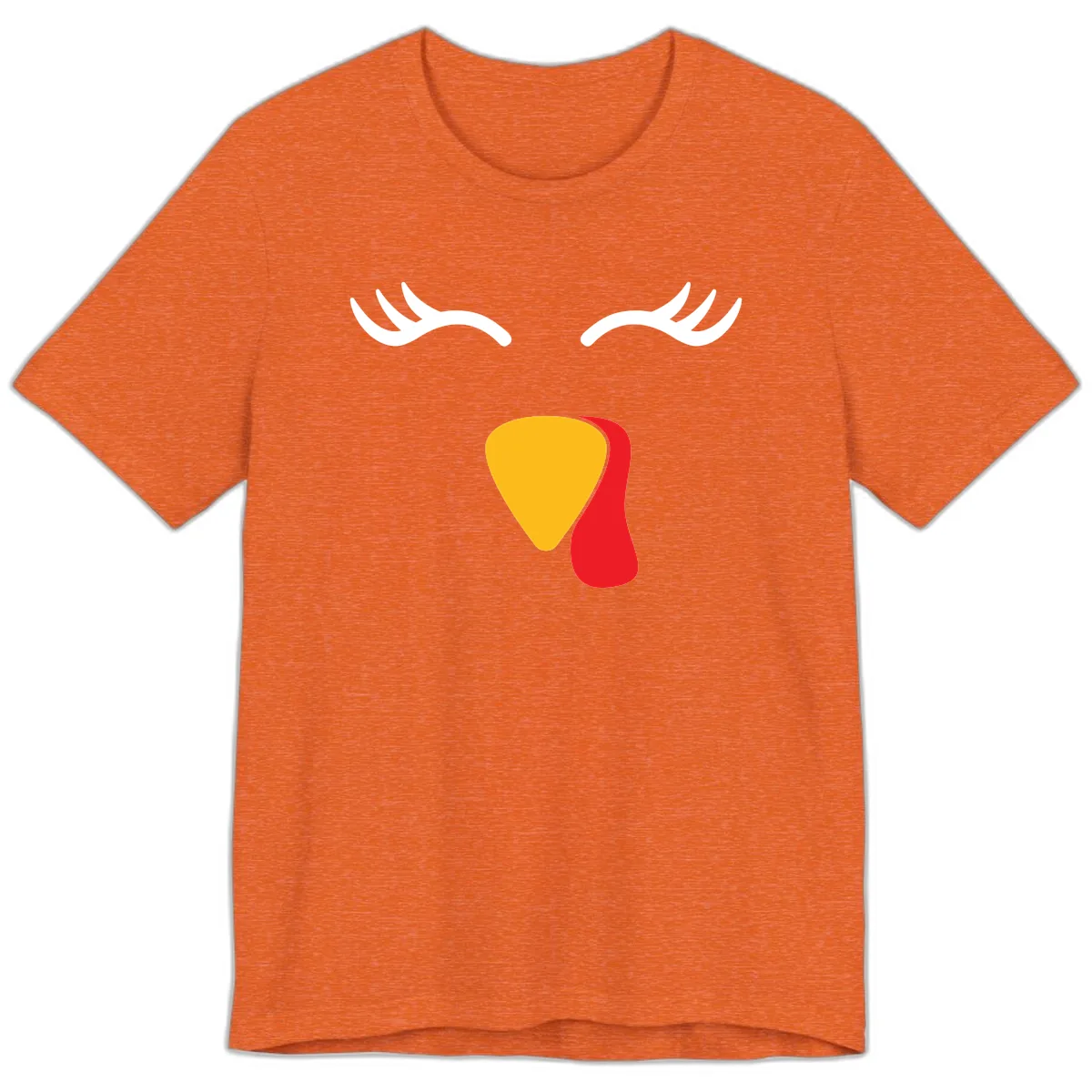 Funny Turkey Face Thanksgiving Premium T-Shirt in Heather Orange