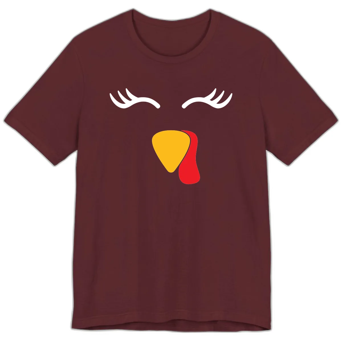 Funny Turkey Face Thanksgiving Premium T-Shirt in Maroon