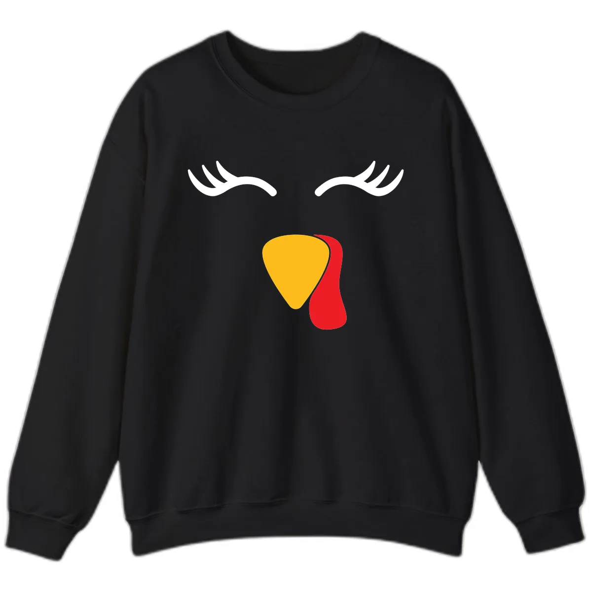 Funny Turkey Face Thanksgiving Sweatshirt in Black