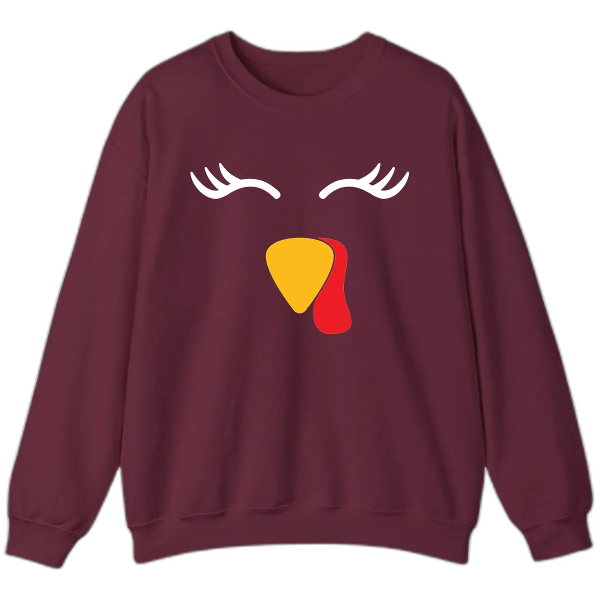 Funny Turkey Face Thanksgiving Sweatshirt in Maroon