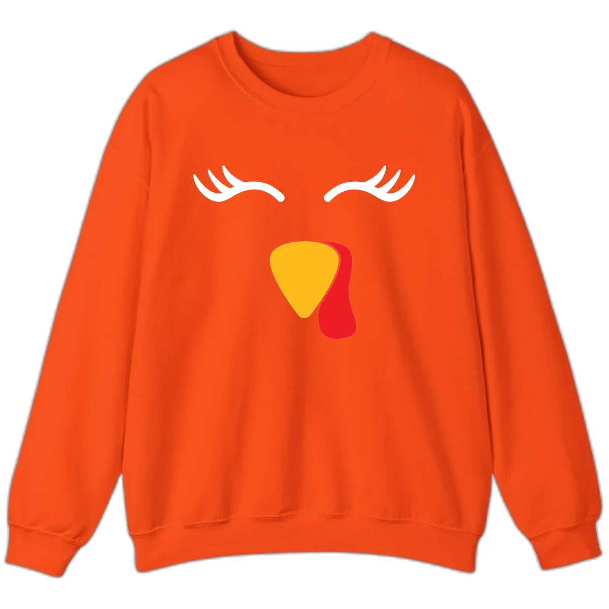 Funny Turkey Face Thanksgiving Sweatshirt in Orange