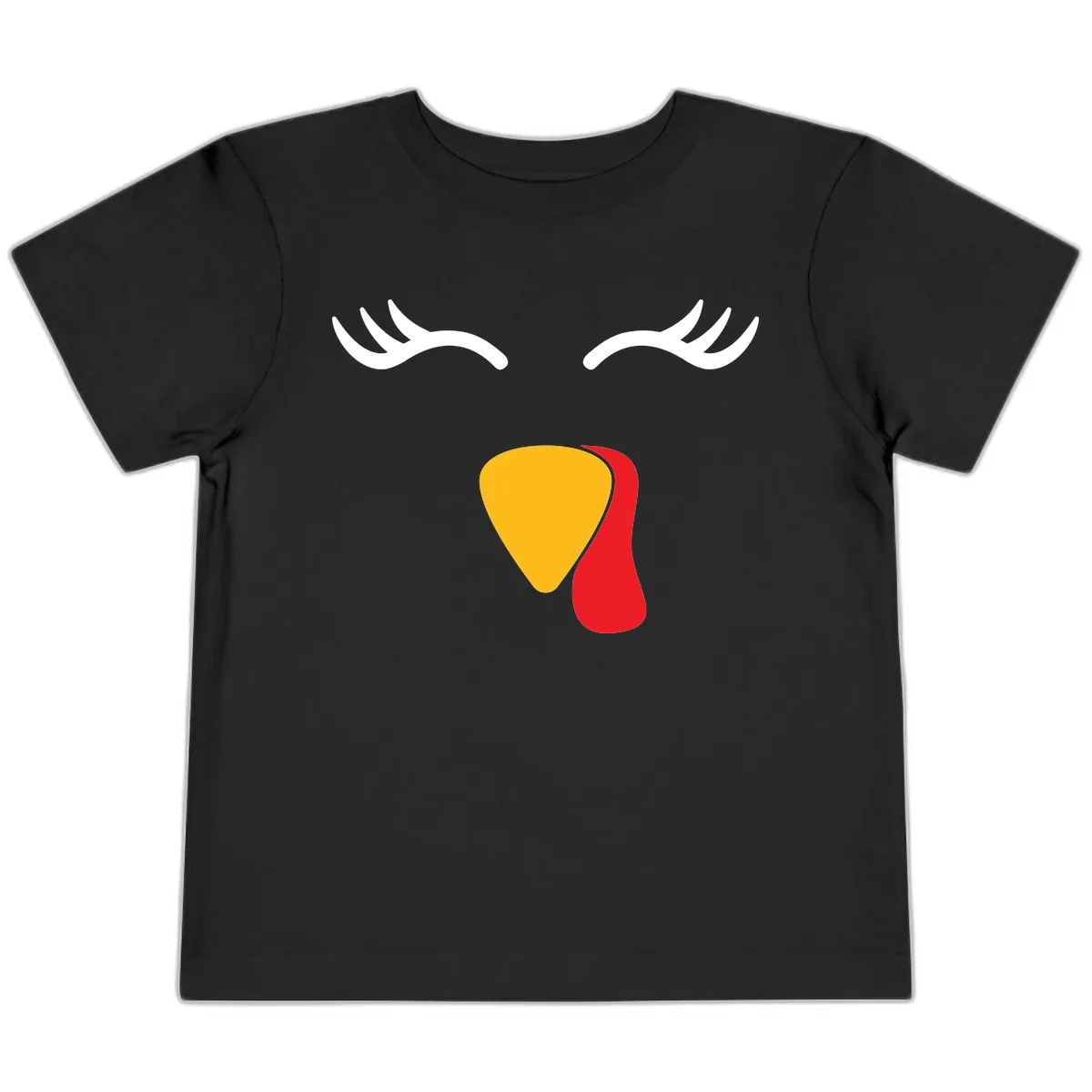 Funny Turkey Face Thanksgiving Toddler T-Shirt in Black
