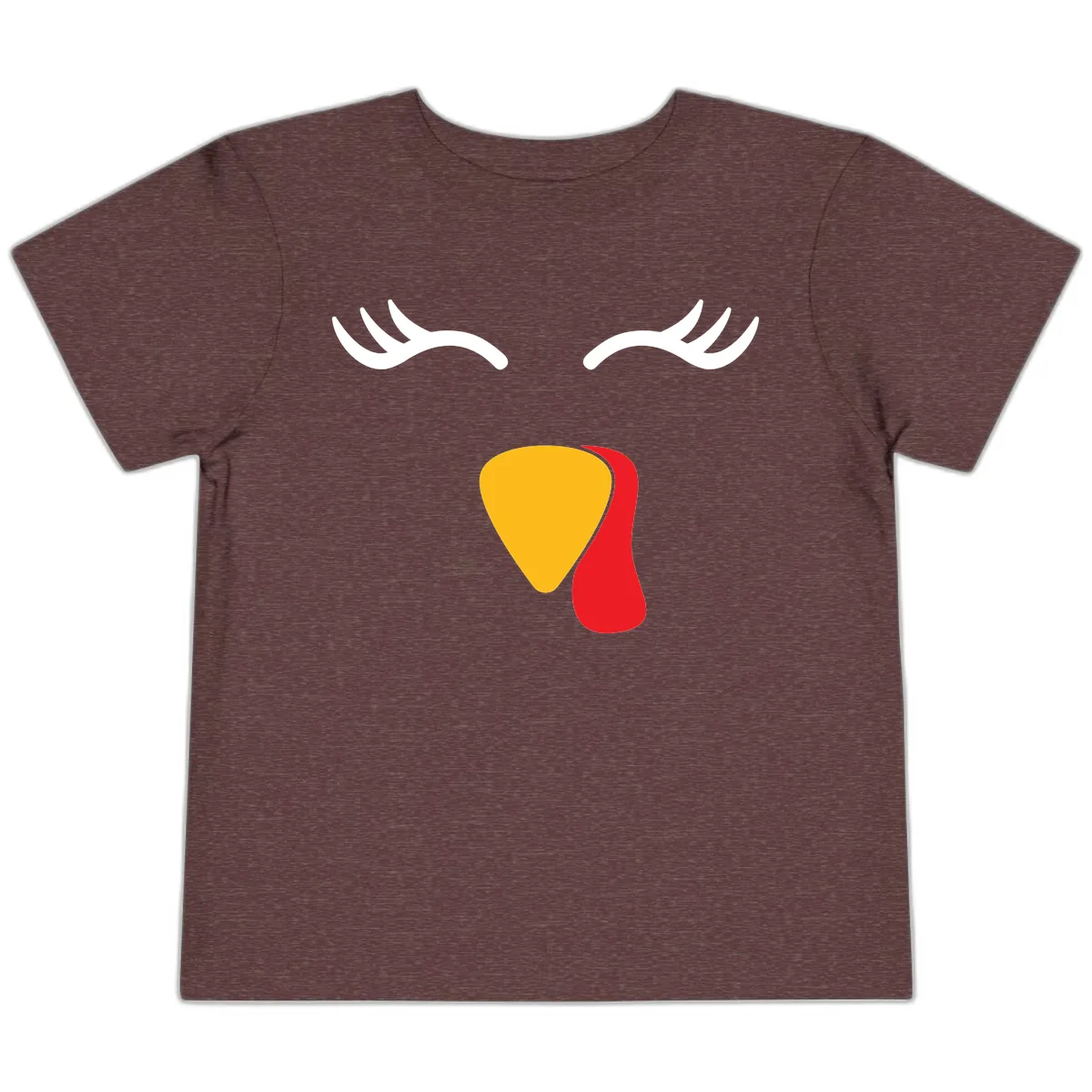 Funny Turkey Face Thanksgiving Toddler T-Shirt in Heather Maroon