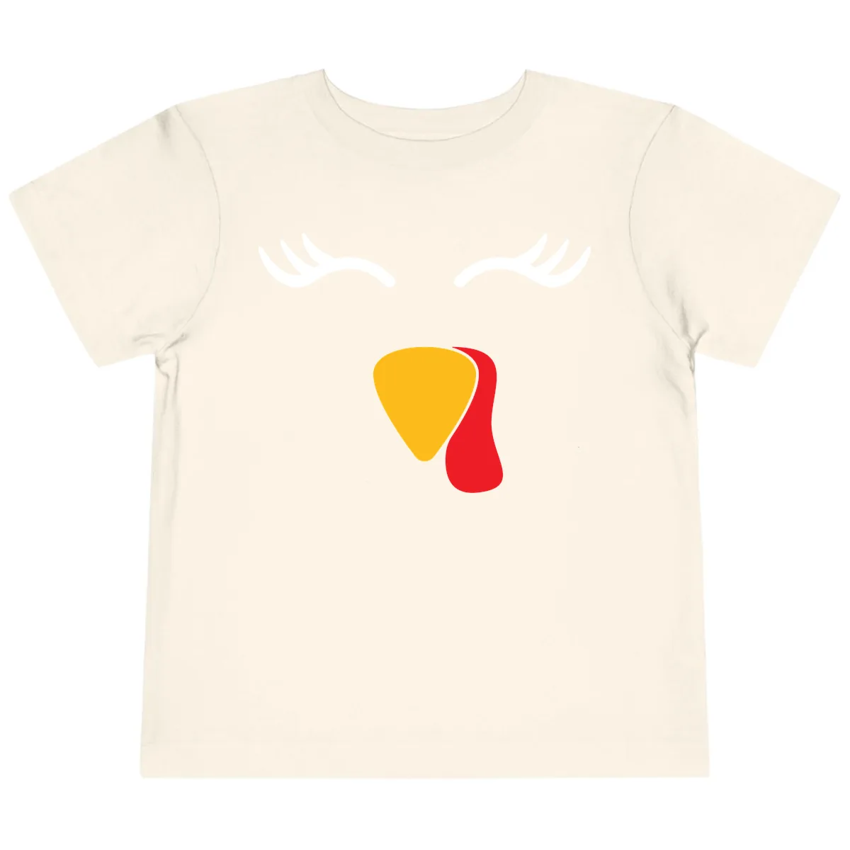 Funny Turkey Face Thanksgiving Toddler T-Shirt in Natural