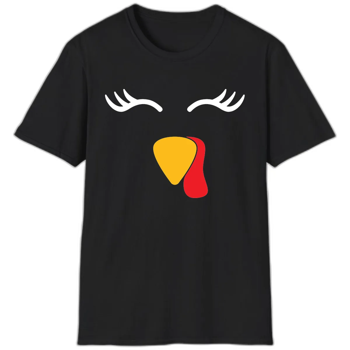 Funny Turkey Face Thanksgiving T-Shirt in Black