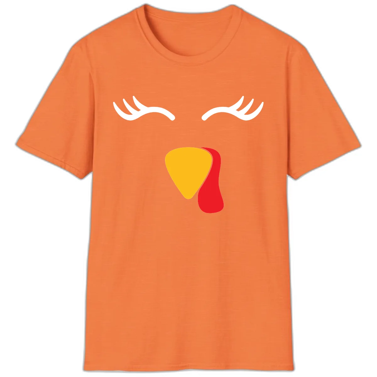 Funny Turkey Face Thanksgiving T-Shirt in Heather Orange