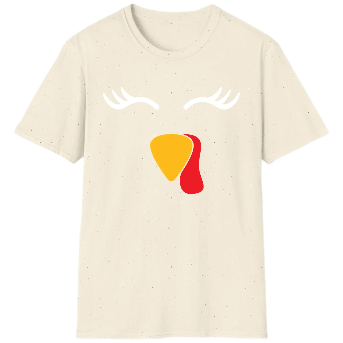 Funny Turkey Face Thanksgiving T-Shirt in Natural