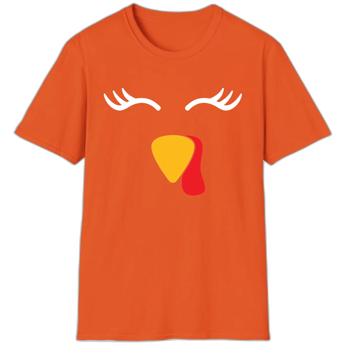 Funny Turkey Face Thanksgiving T-Shirt in Orange