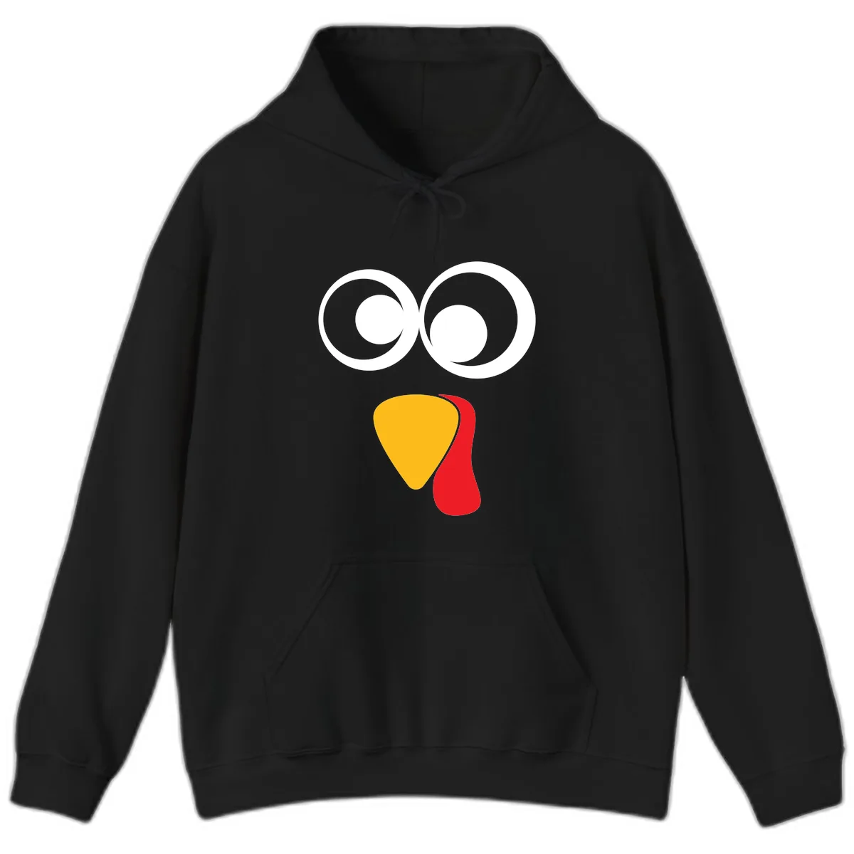 Googly Eyed Turkey Face Hoodie in Black