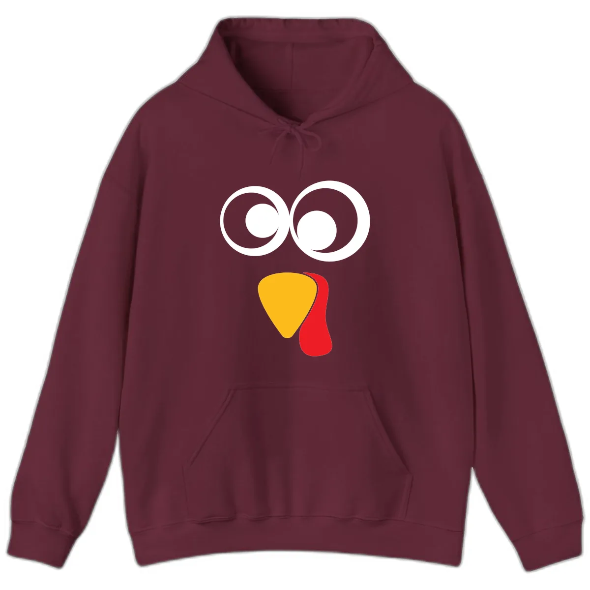 Googly Eyed Turkey Face Hoodie in Maroon