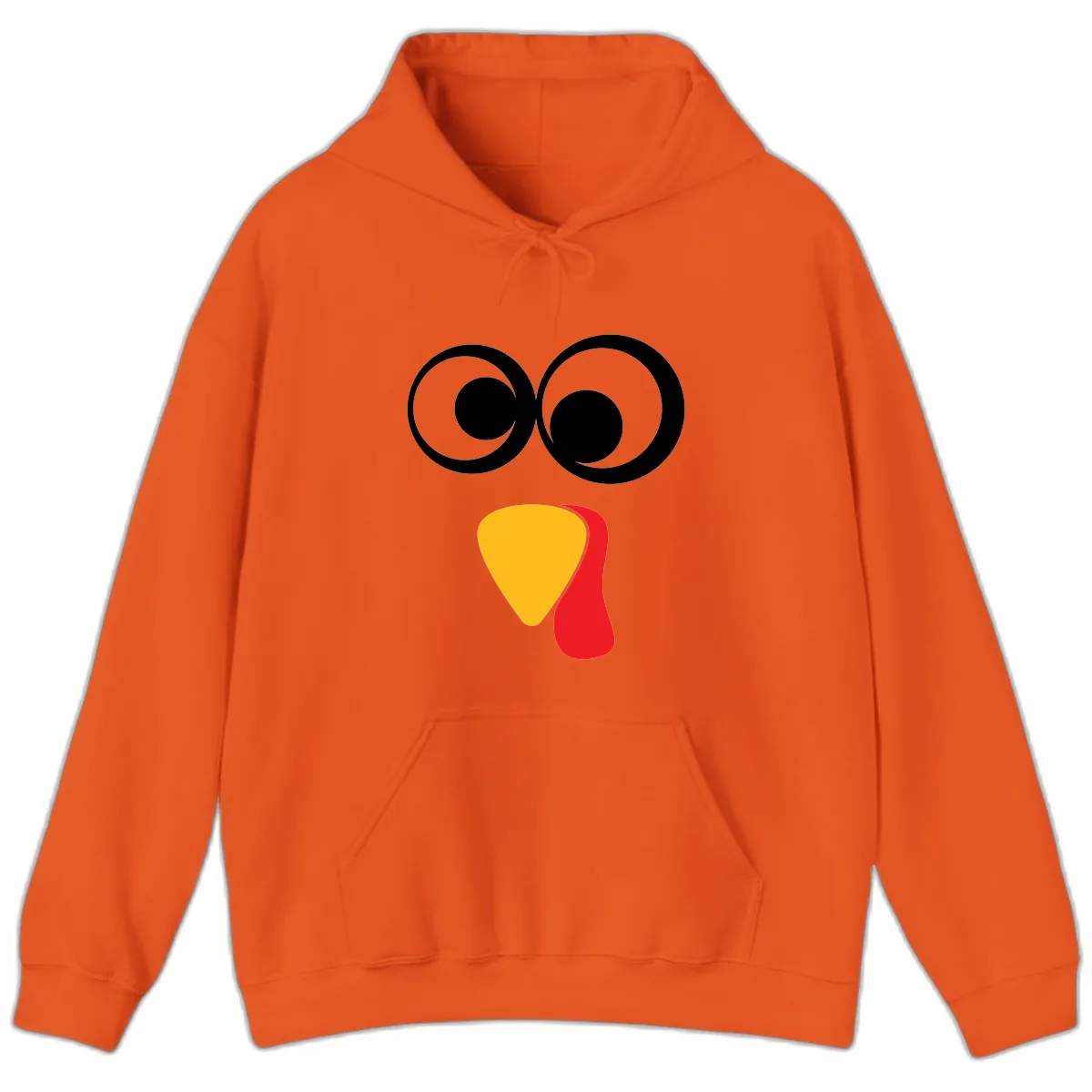 Googly Eyed Turkey Face Hoodie in Orange