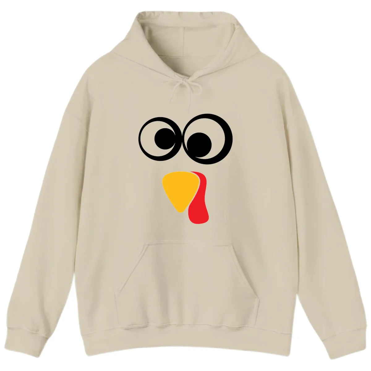 Googly Eyed Turkey Face Hoodie in Sand