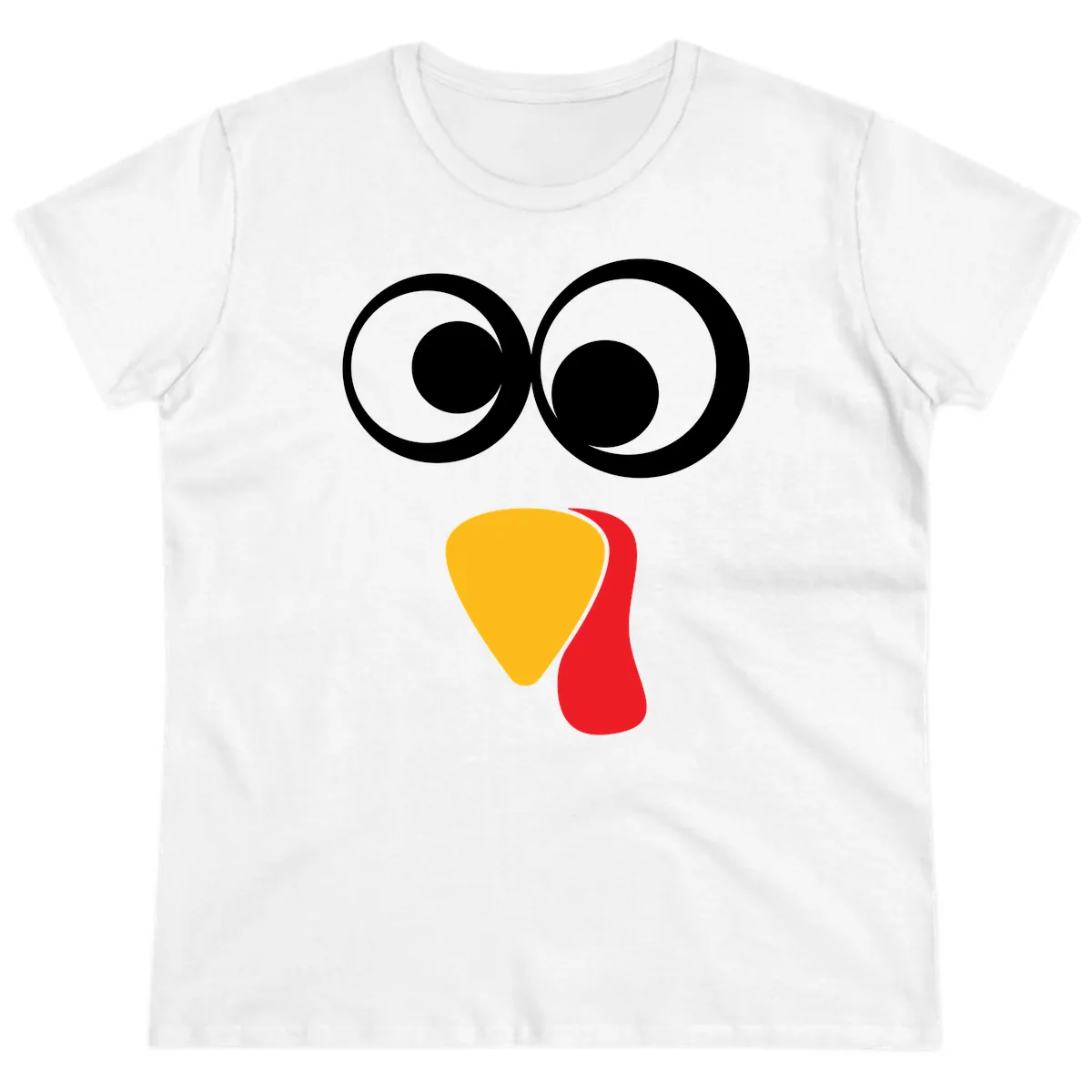 Googly Eyed Turkey Face Ladies Tee in White