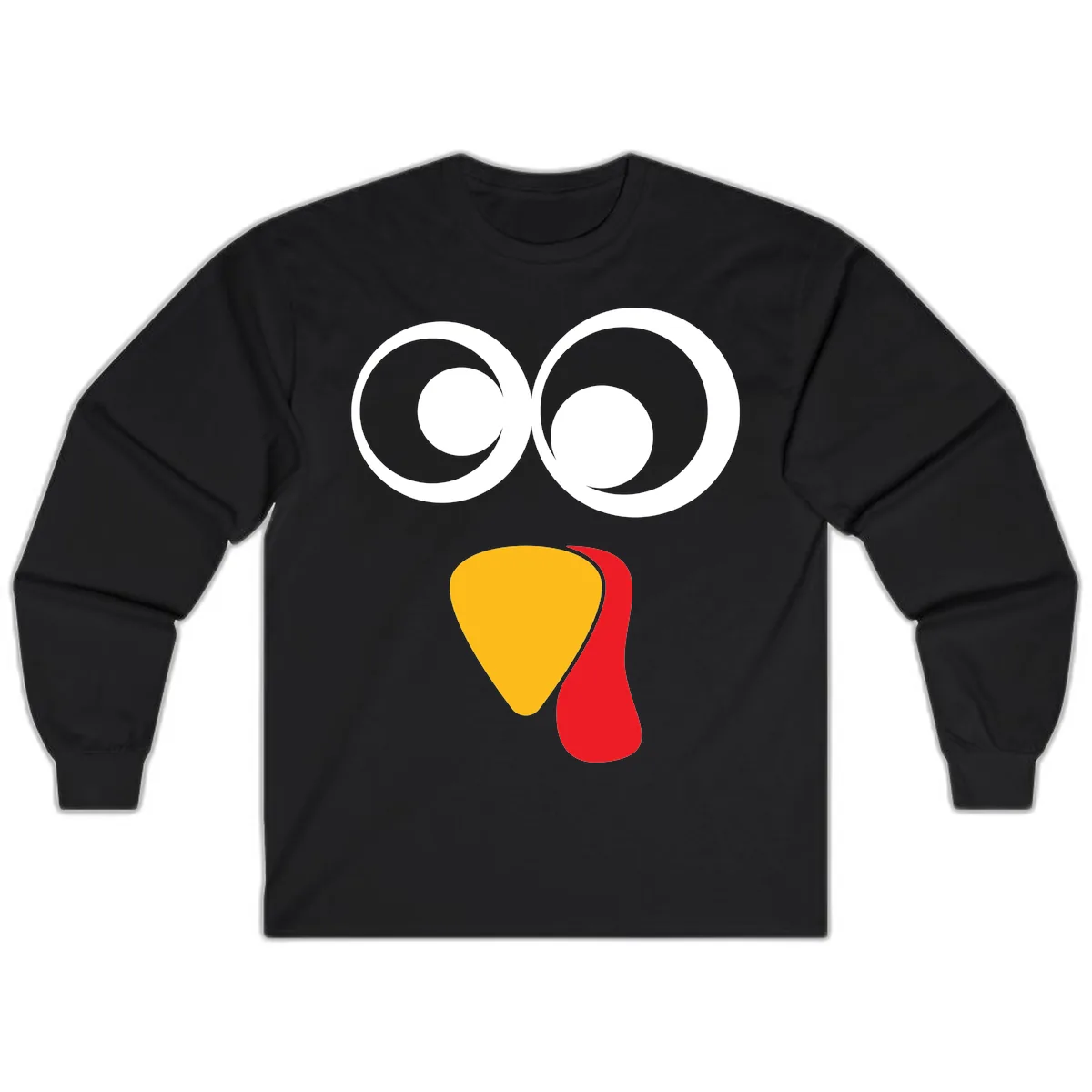 Googly Eyed Turkey Face Long Sleeve in Black