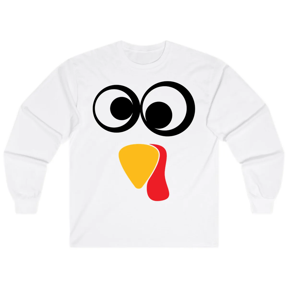 Googly Eyed Turkey Face Long Sleeve in White