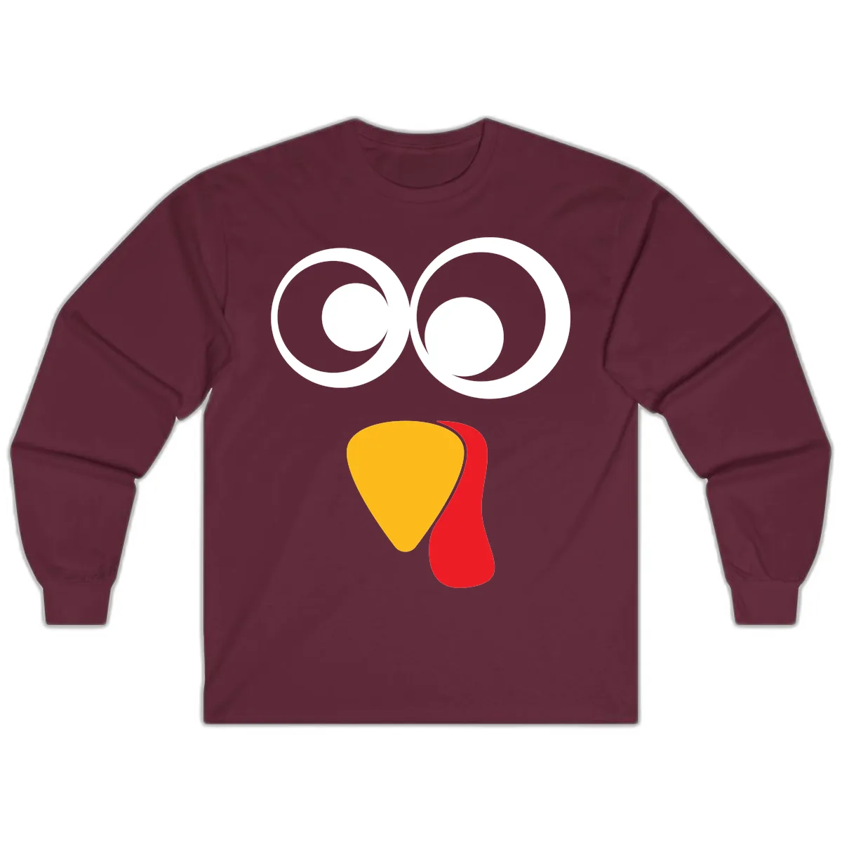 Googly Eyed Turkey Face Long Sleeve in Maroon