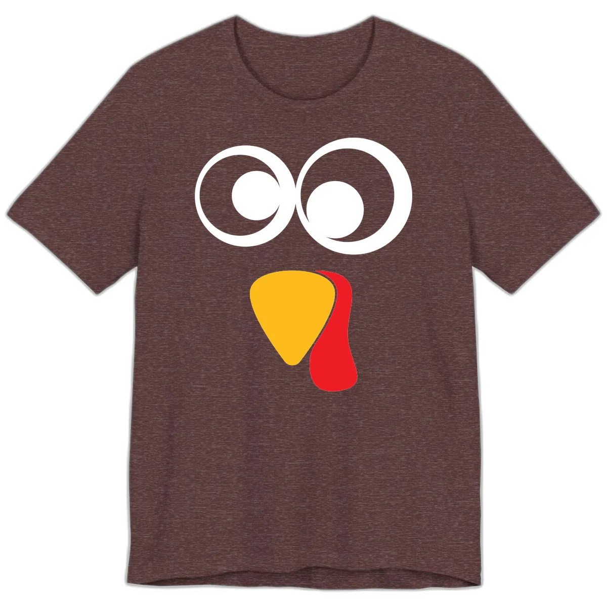 Googly Eyed Turkey Face Premium T-Shirt in Heather Maroon