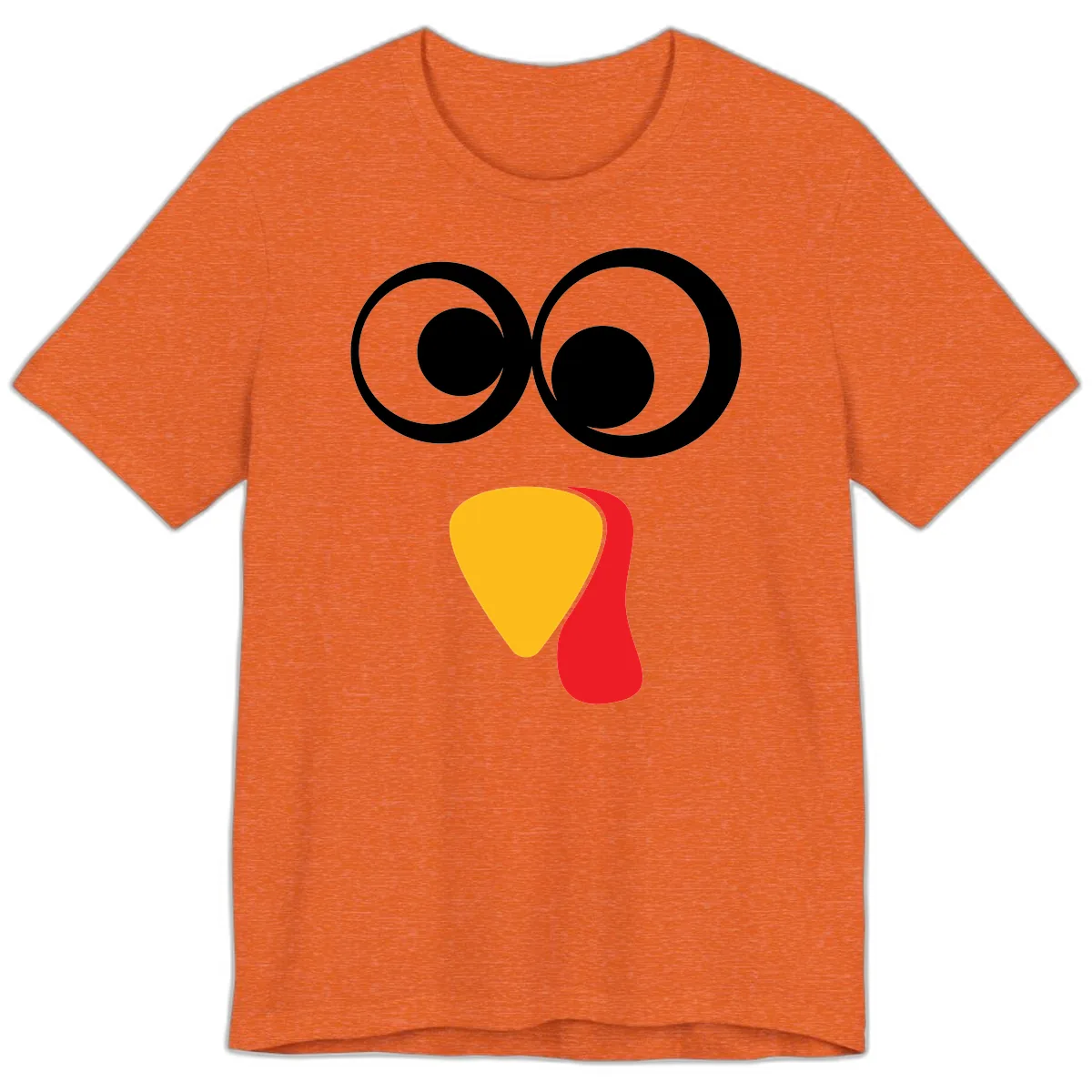 Googly Eyed Turkey Face Premium T-Shirt in Heather Orange