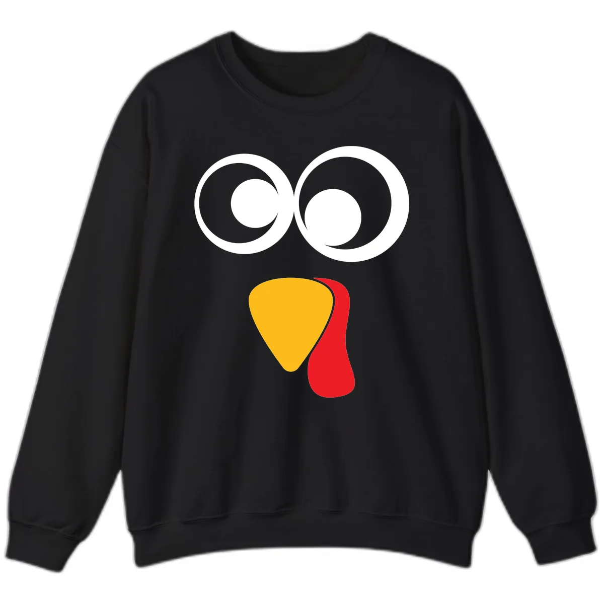 Googly Eyed Turkey Face Sweatshirt in Black