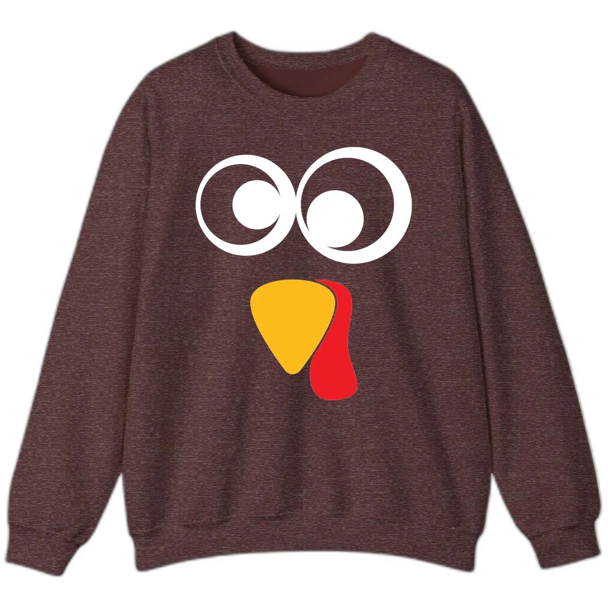 Googly Eyed Turkey Face Sweatshirt in Heather Sport Dark Maroon