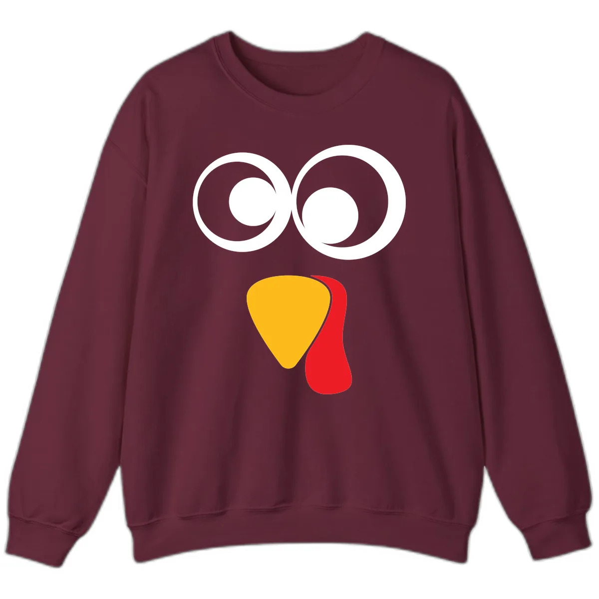 Googly Eyed Turkey Face Sweatshirt in Maroon