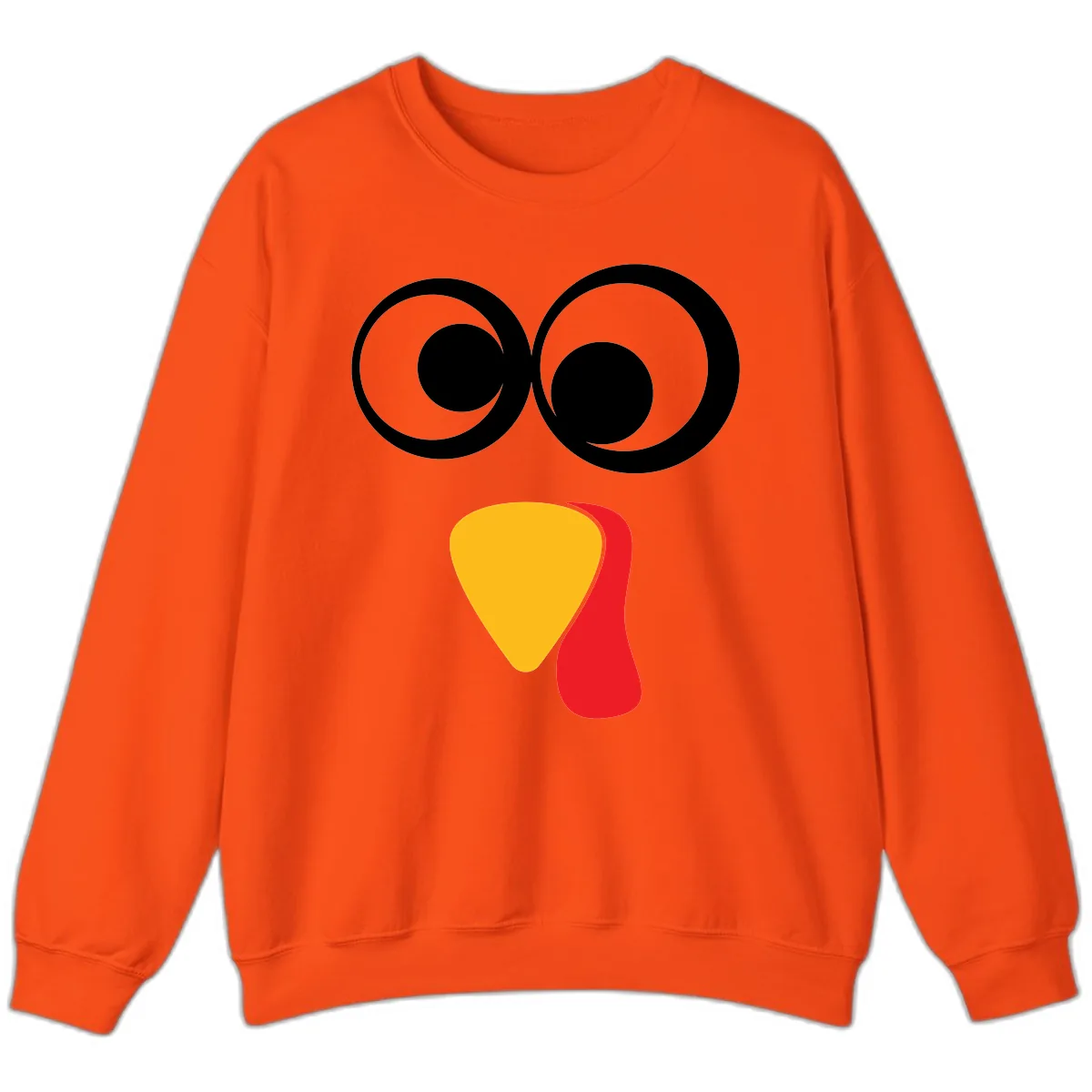 Googly Eyed Turkey Face Sweatshirt in Orange